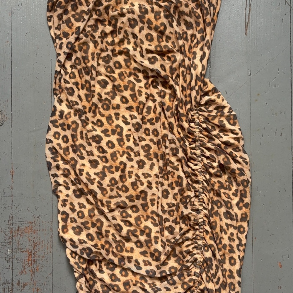 Bar III Leopard Print Ruched Midi Skirt - New w/ tags